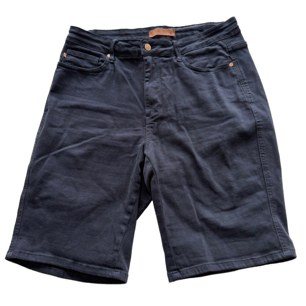 Judy Blue Bermuda Black Denim Shorts Size 1X Cuffed Hem Comfy Stretch JB150270